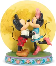 Disney samlarfigur Disney Jul - Musse & Mimmi kysser foran m&aring;nen - Nostalgiska.no