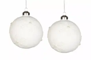  Julekule Glasskule Snøfnugg Hvit Ø10cm - 2 pakke - Nostalgiska.no